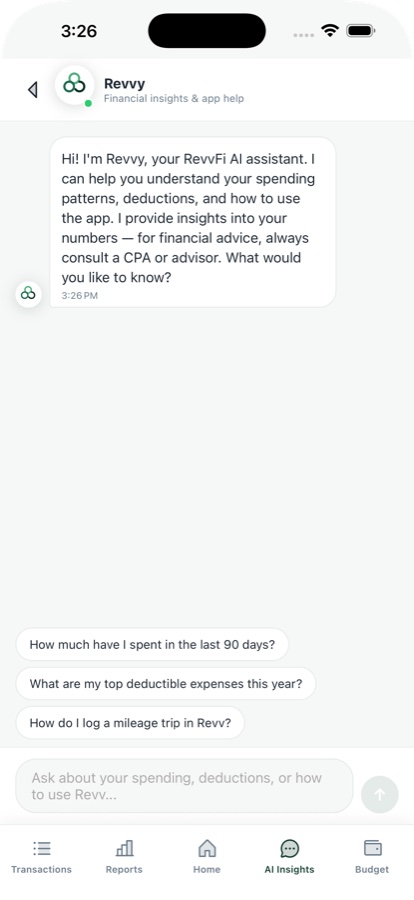 Ask Revvy anything about your money