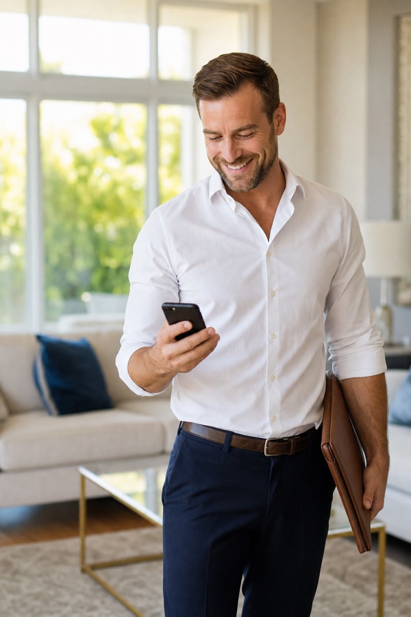 Real estate agent with a client